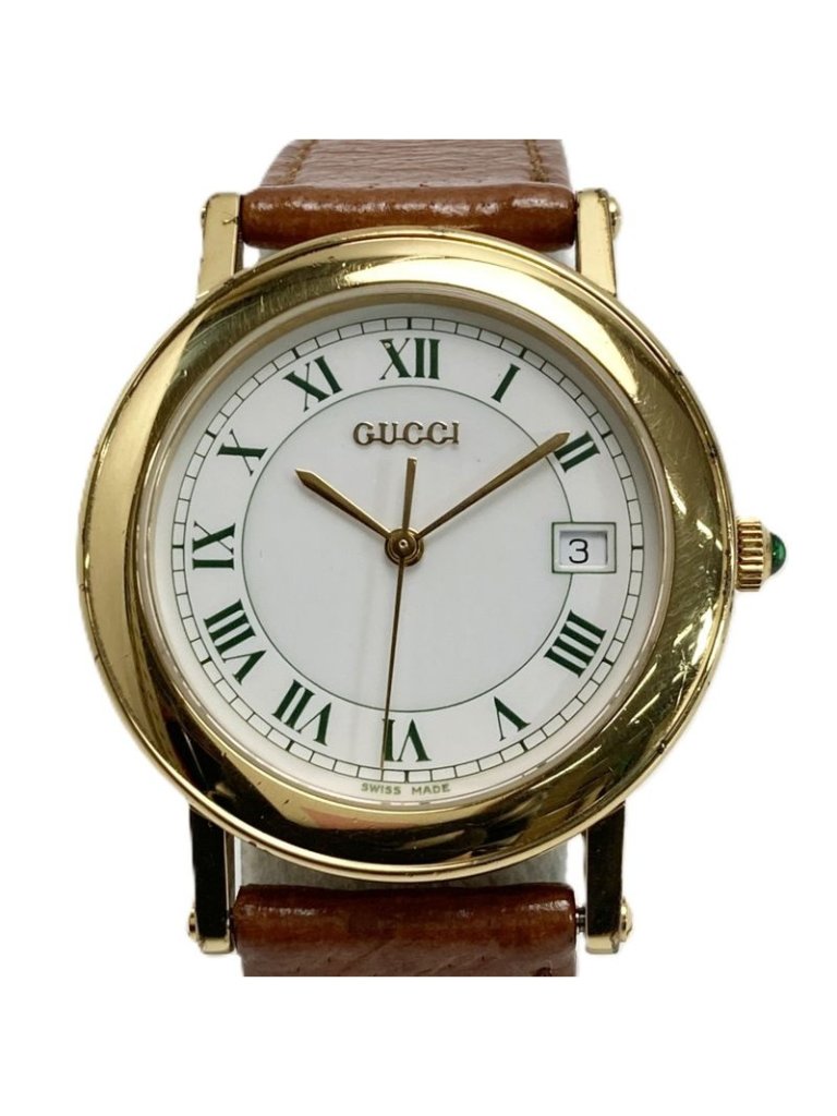 Gucci Roman Dial Date White Quartz Watch